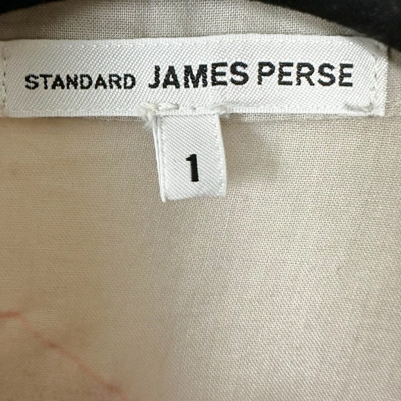 James Perse Slub Side Panel Button Front Shirt Taupe Orchid Floral Subversive S - Picture 8 of 10